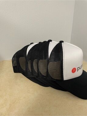 PURE BARRE Trucker Caps in White, Black & Orange Set of 6 • New